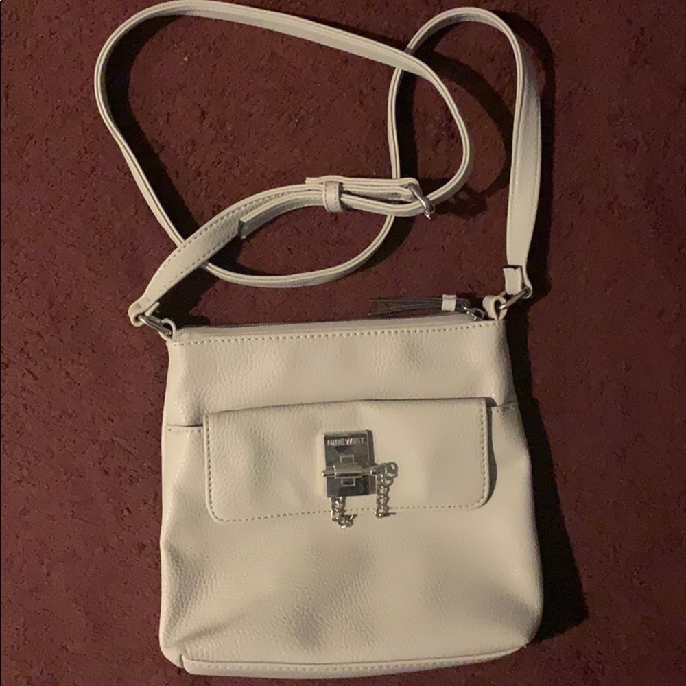 Nine West taupe handbag w/ silver buckle